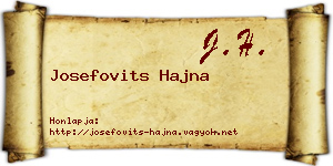 Josefovits Hajna névjegykártya